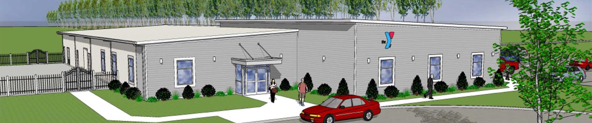 Artist rendering of the front view of the Northampton County YMCA