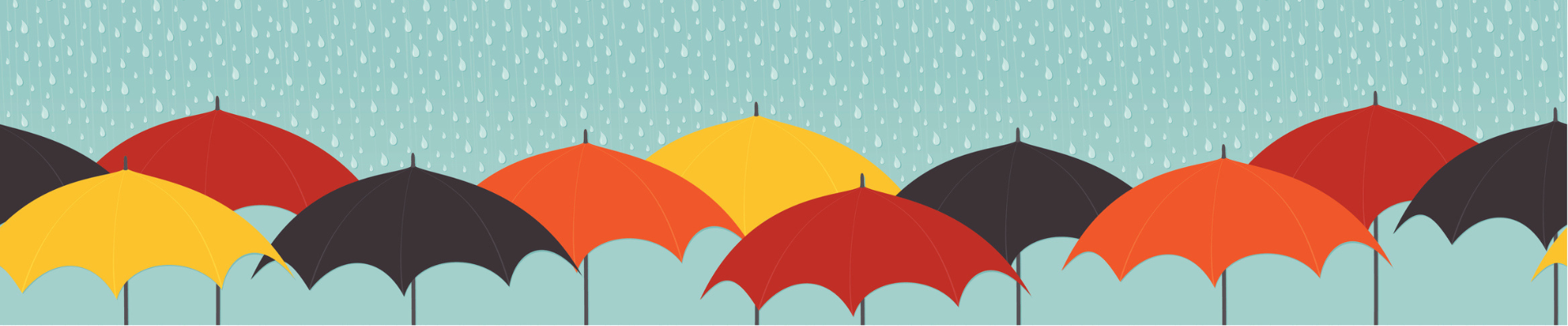 Multi colored umbrellas will rain dropping on top