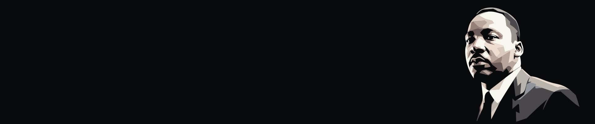 Black background with mosaic stylized illustration of Martin Luther King Jr.