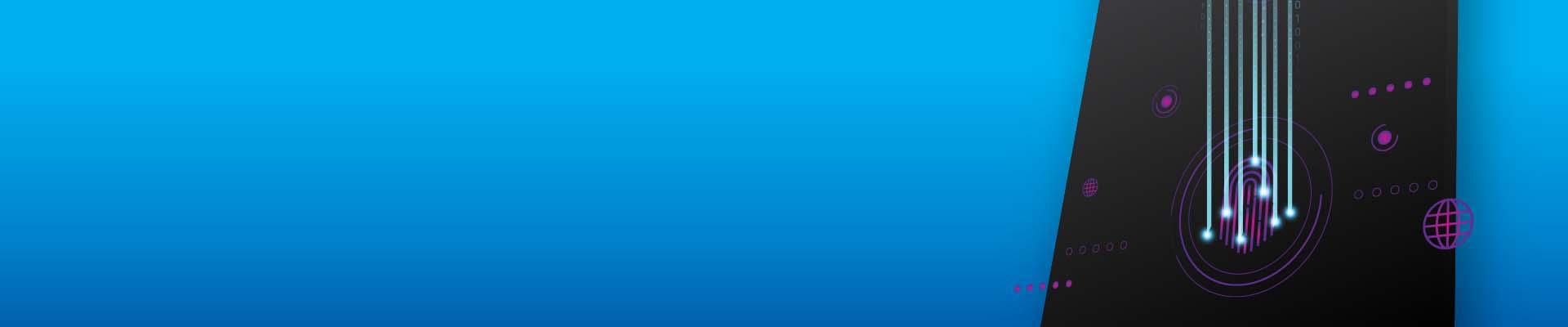 Blue banner with a technical graphic