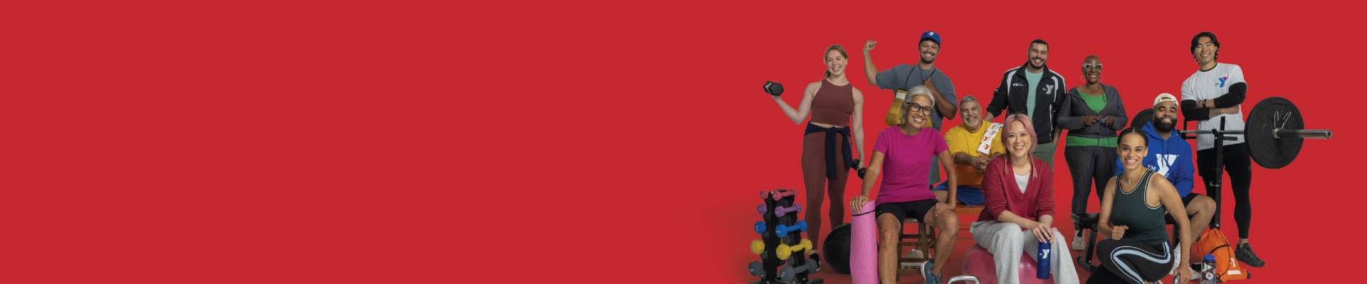 Group of members with fitness gear