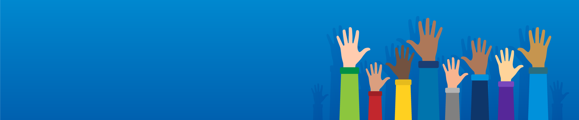 Illustration of volunteers raising hands