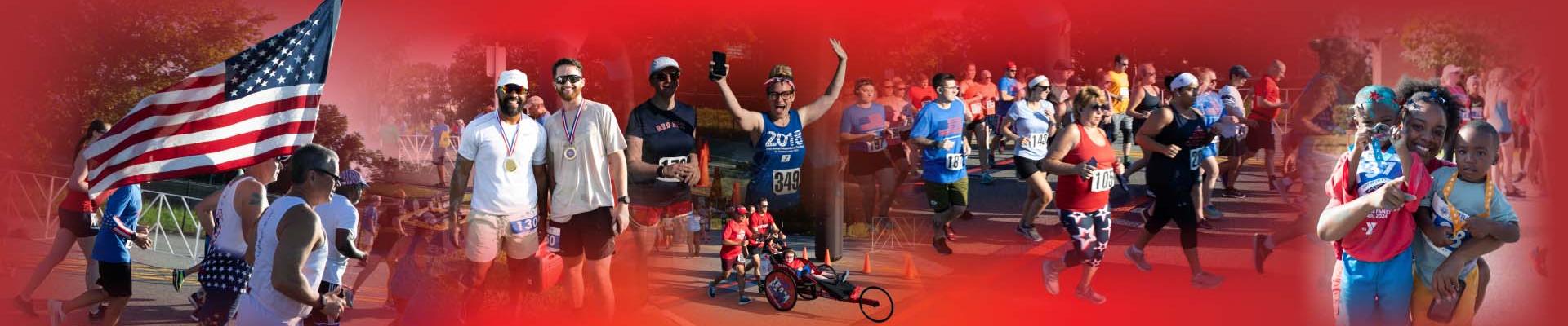 Collage of the Annual Independence Day Race participant photos