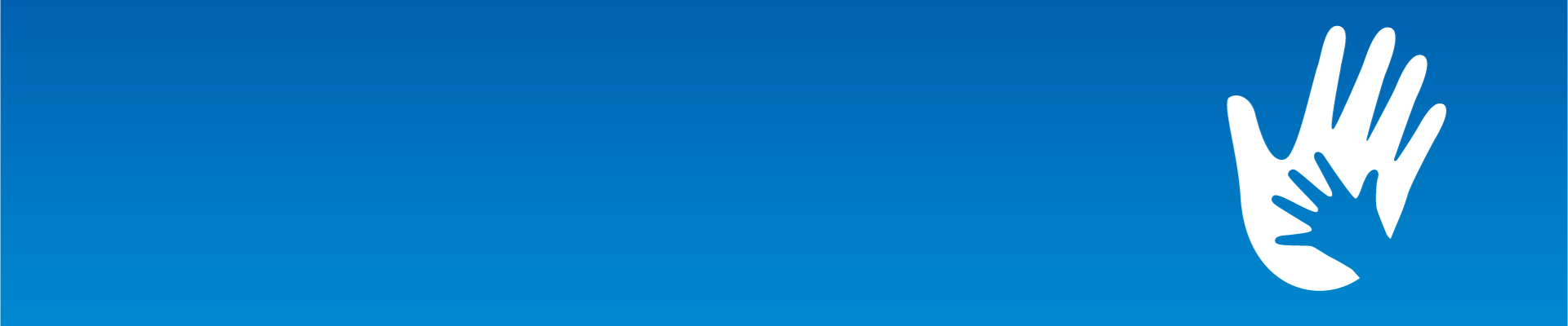 Blue background with adult hand overlayed by small child hand
