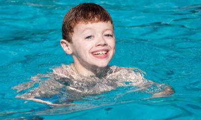 Child treading water in swim skill assessment at the Y