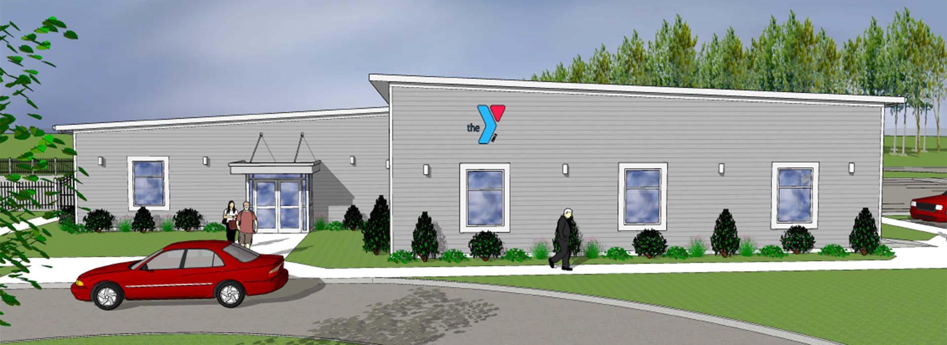 Artist rendering of the front view of the Northampton County YMCA