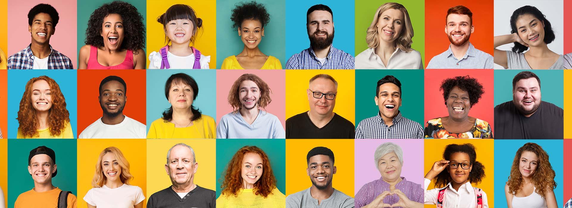 A group of portraits showing the diversity of our community