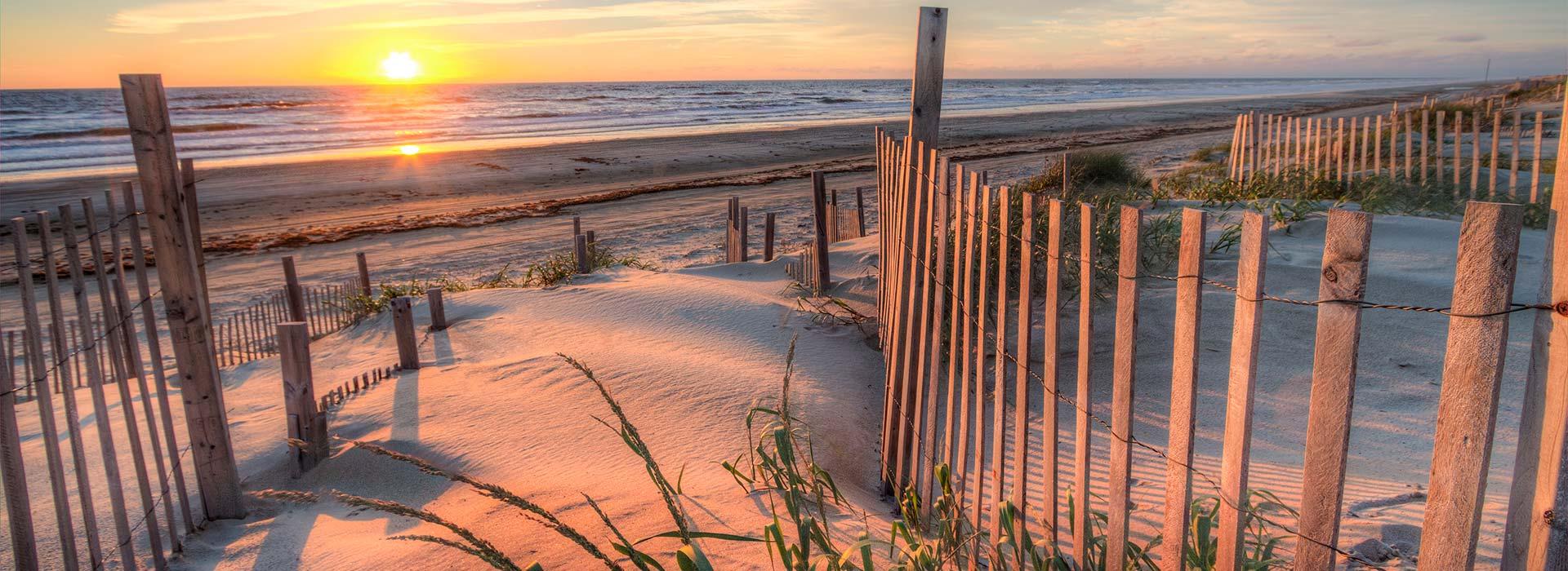 sunrise over the beach at the Atlantic Ocean