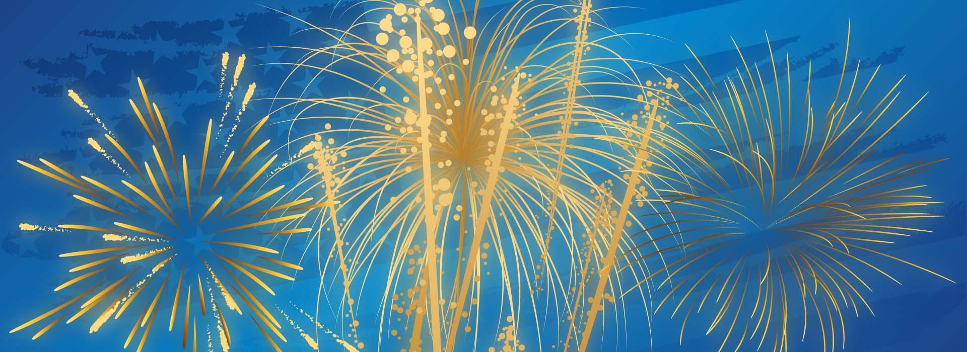 Fireworks against blue background
