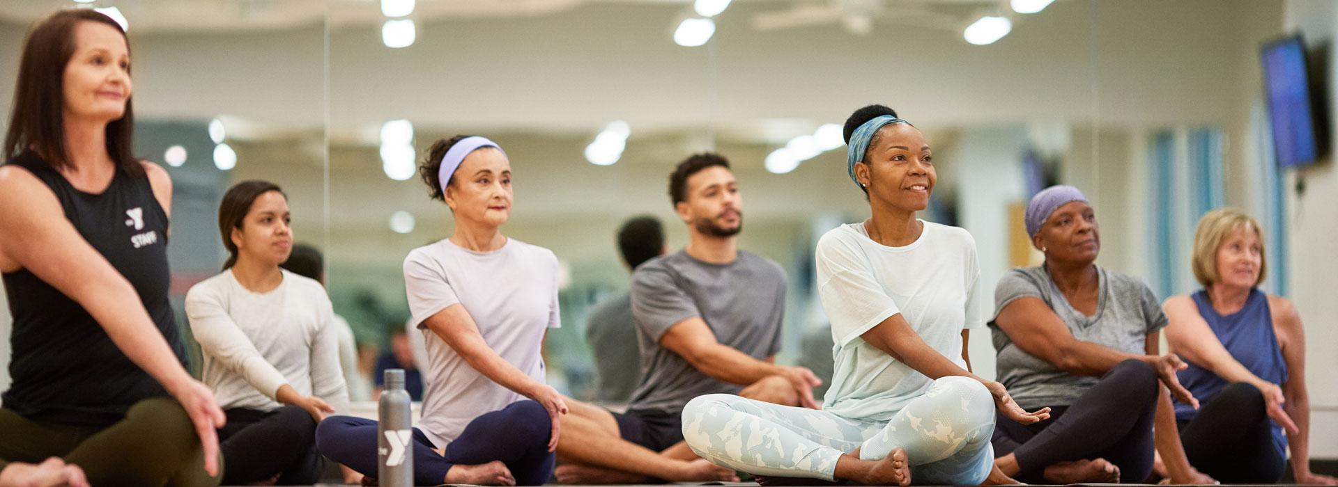 Participants in yoga class