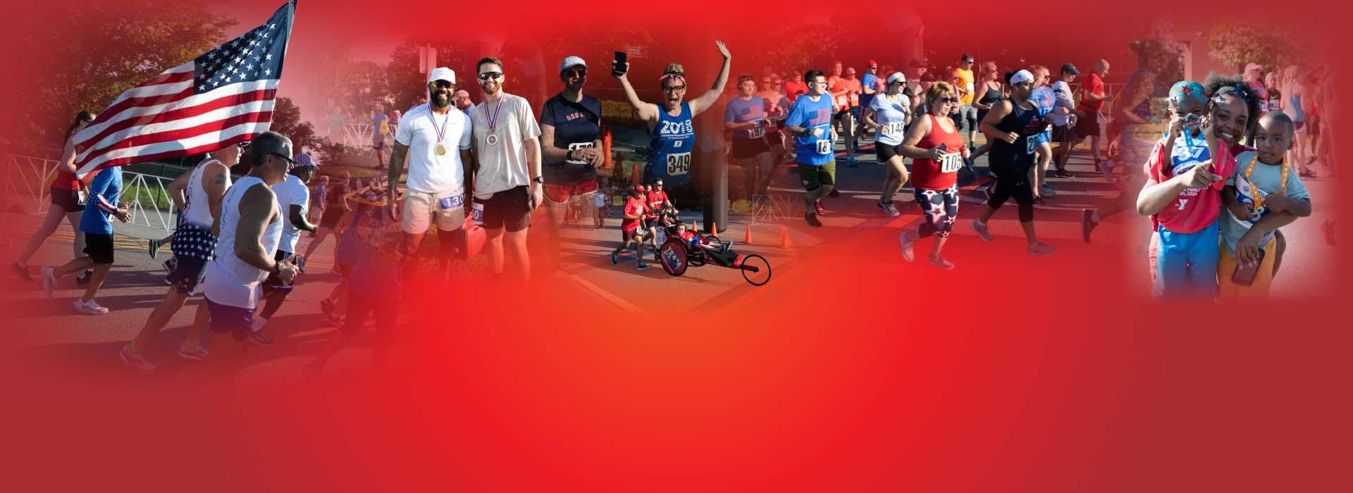 Collage of the Annual Independence Day Race participant photos