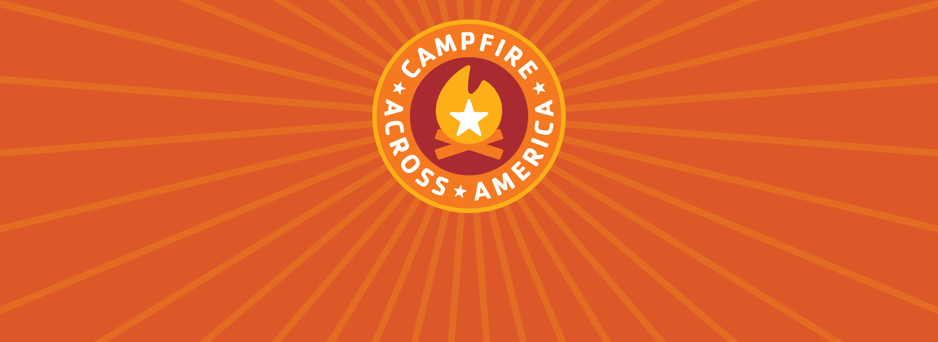 Orange banner with a Campfire Across America logo in the middle